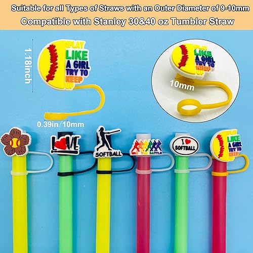 Miniatura 49 de 10 tapas de popote para vaso Stanley Cup de 30 y 40 onzas, de 0.394 in, reutilizables, de silicona, para popote, accesorios para copas Stanley