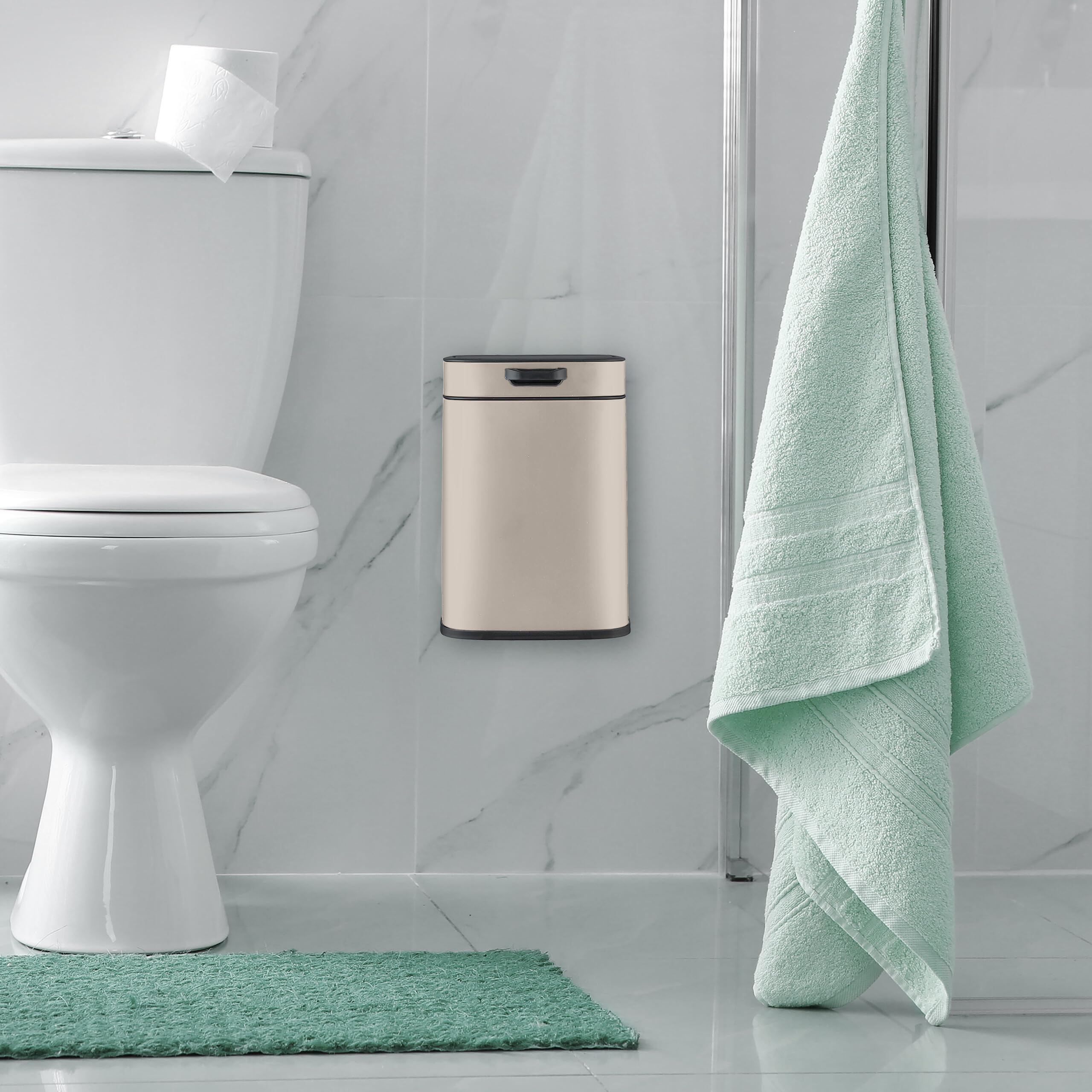 Relaxdays Cubo de Basura Colgante, 5 litros, para Montaje en Pared Papelera Interior, Basurero Cocina, Baño, Beige