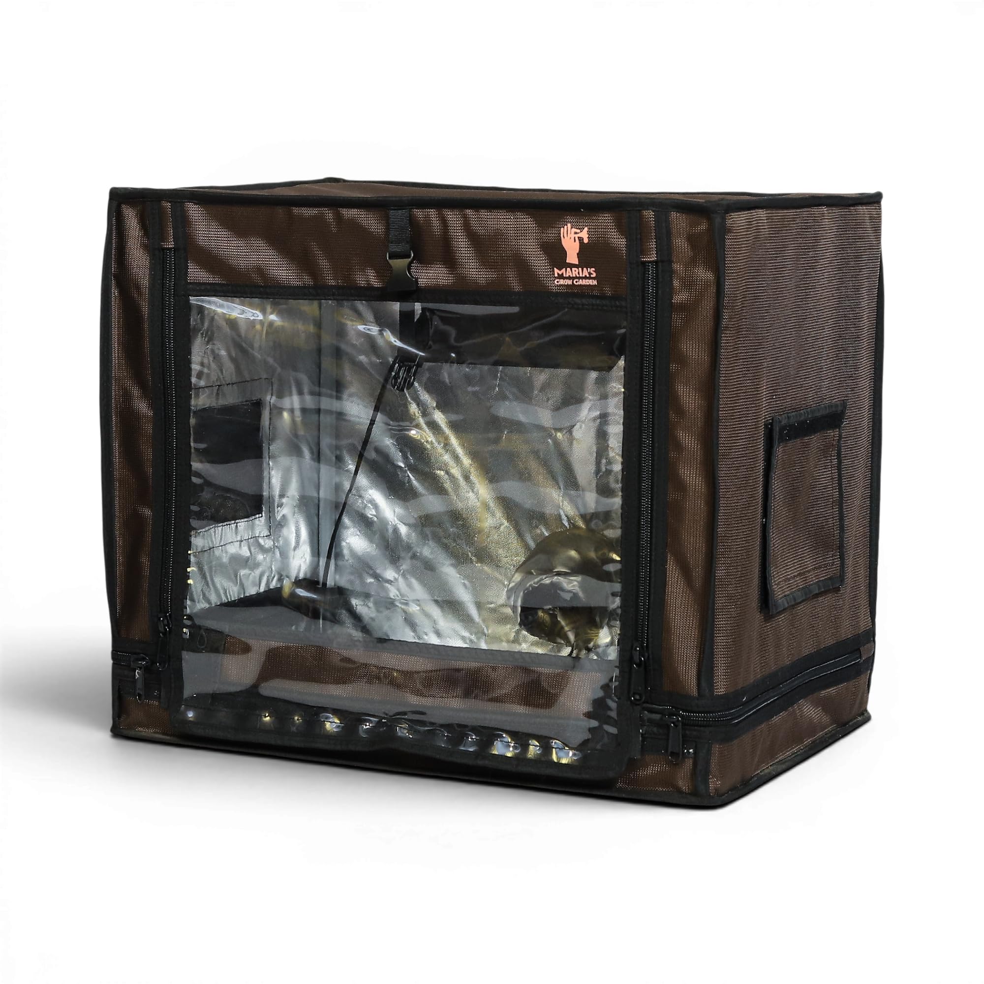 Small Grow Tent, Brown, with Transparent Polly Door, Indoor Growing Enclosure-image-29