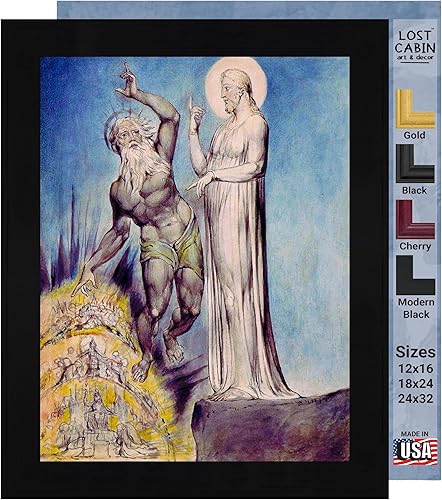 Miniatura 47 de Guillermo Blake Lost Cabin Nabucodonosor | Impresión en marco plano negro | Reproducción de pinturas de obras de arte finas | Póster decorativo