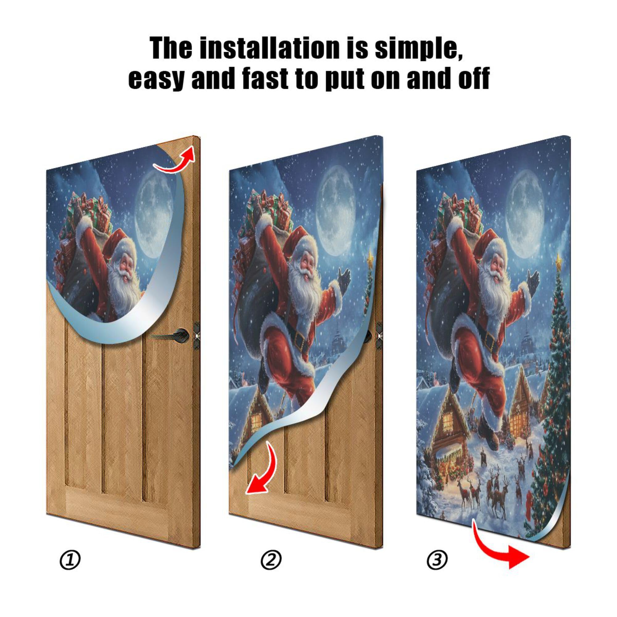 SEHANY Christmas Santa Door Cover Outdoor Decor, High Stretch Fabric Christmas Front Door Cover Christmas Banner Door Cover for Front Door Festive Party Home Decor 32 * 79inch