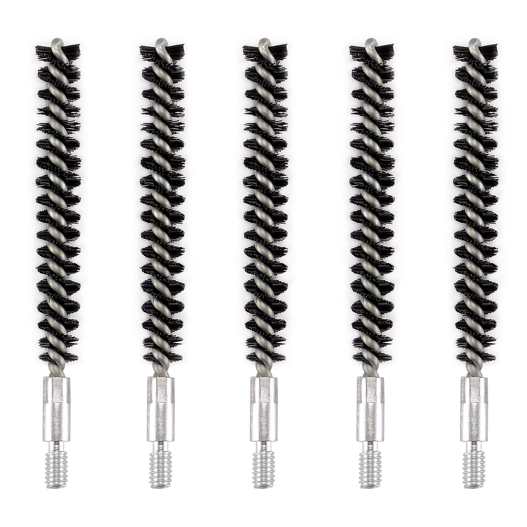 BOOSTEADY 5 Pcs Nylon Bristle Bore Gun Cleaning Brush for Pistol, 50 Professional Square Patches, .260/6.5MM, .17, .22, .357/9MM, .40, .45, .30 Caliber
