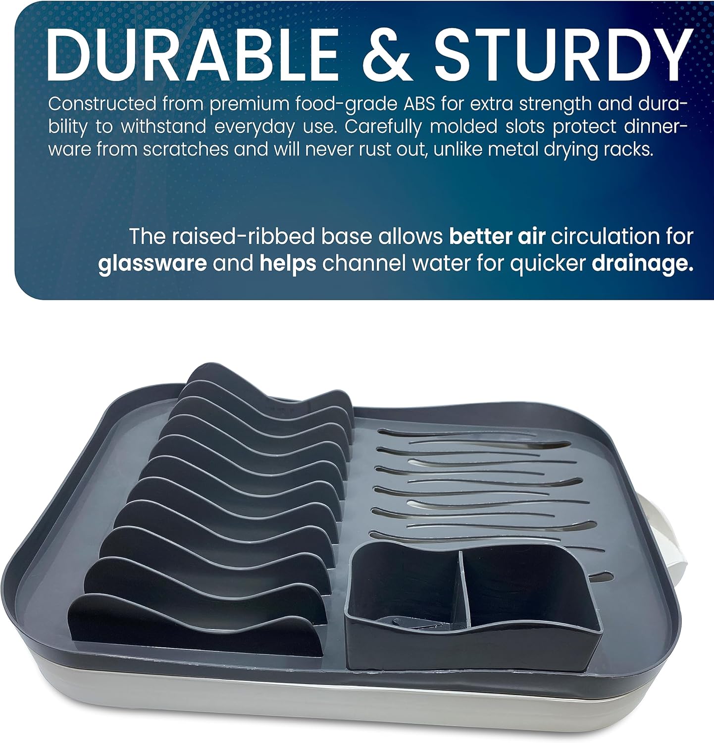 Durable & Rust-Resistant Kitchen Dish Drying Rack Drainboard & Convenient Utensil Holder Suitable for Plates, Bowls and Cups | Keep Your Countertop Organized Dishes Drying Gracefully