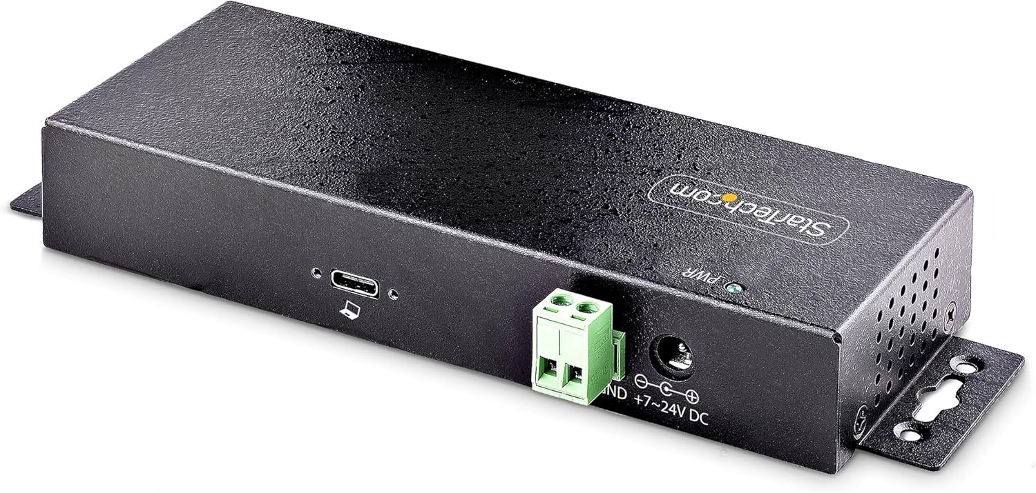 StarTech.com 7-Port Industrial USB 10Gbps Hub with Power Adapter, Metal, Mountable, 5X USB-A/2x USB-C Downstream Ports, TAA