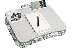 LapGear Designer Lap Desk with Storage and Device Ledge - Gray Damask