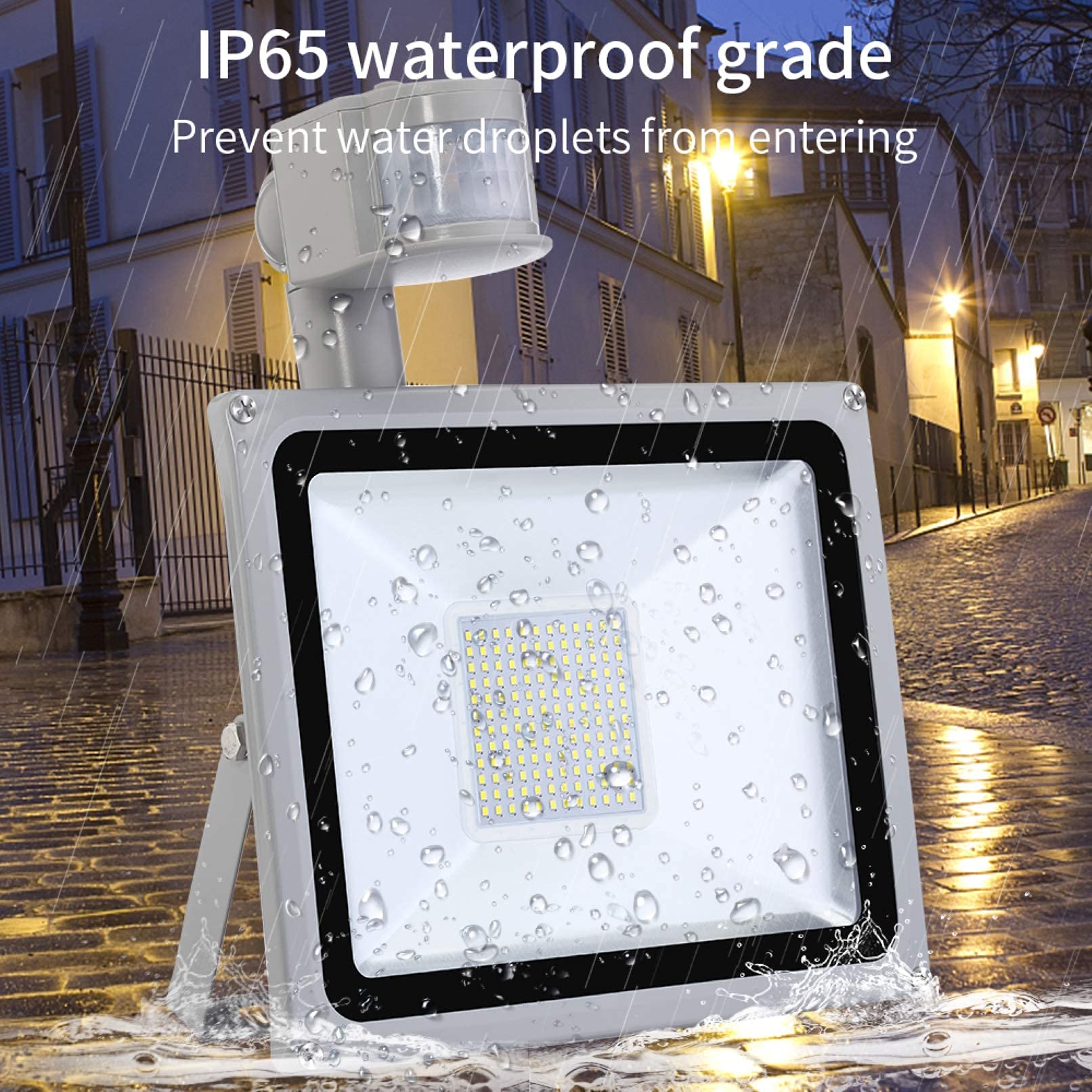 Focos Led De Luz Blanca Diurna De 100 W, Luces De Seguridad Impermeables Ip65, Luz De Trabajo De 8000 Lúmenes Y 6500 K con Sensor Pir, Ideal para Estanques De Jardí
