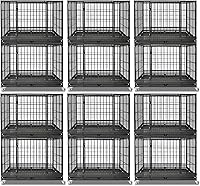 Vista 17 de Homey Pet Jaulas resistentes para perros grandes, jaula apilable de 47 pulgadas con 4 ruedas, 2 bandejas y rejillas extraíbles, 2 cuencos, múltiples