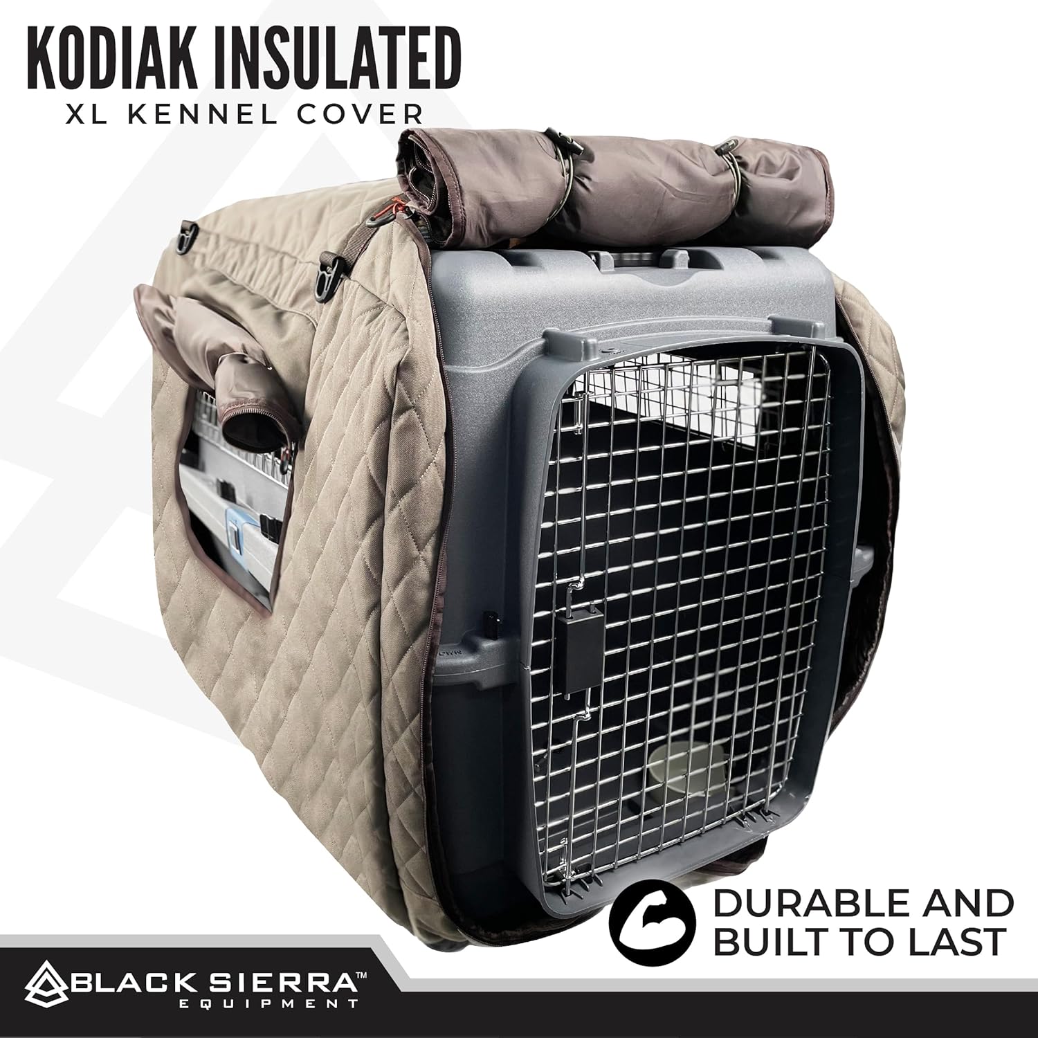 Black Sierra Insulated Extra Large Dog Kennel Cover- 41 Inch, Ventilated, Weather Resistant- Extra Large Crate Cover with Handles for Camping, Travel