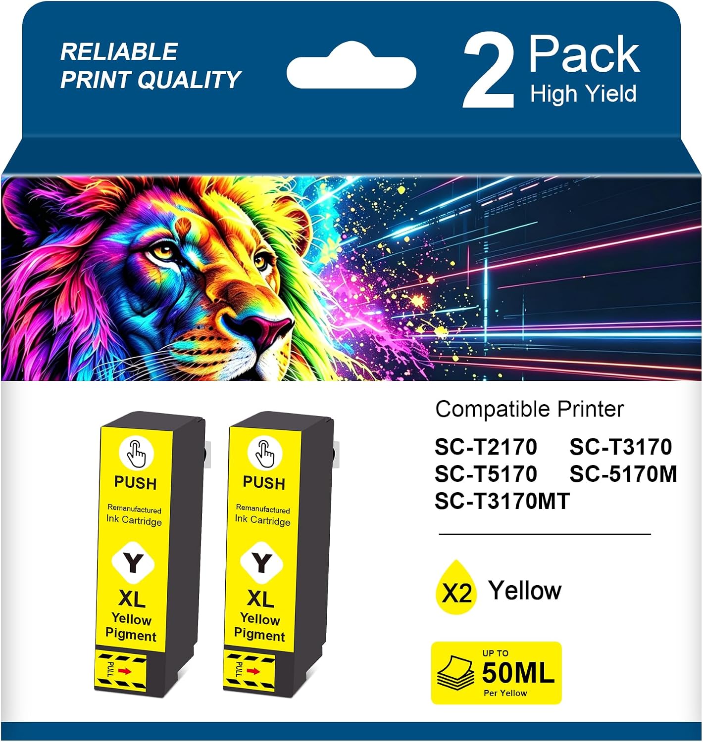 Remanufactured Ink Cartridge Replacement Compatible for T40V T40V420 Work for SureColor T2170 T3170 T3170M T5170 T5170M Series Printers, 2 Pack Yellow