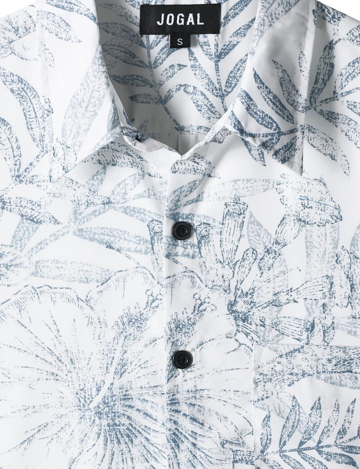 JOGAL Mens Floral Hawaiian Shirt Front Pocket Casual Aloha Shirts - Image 3