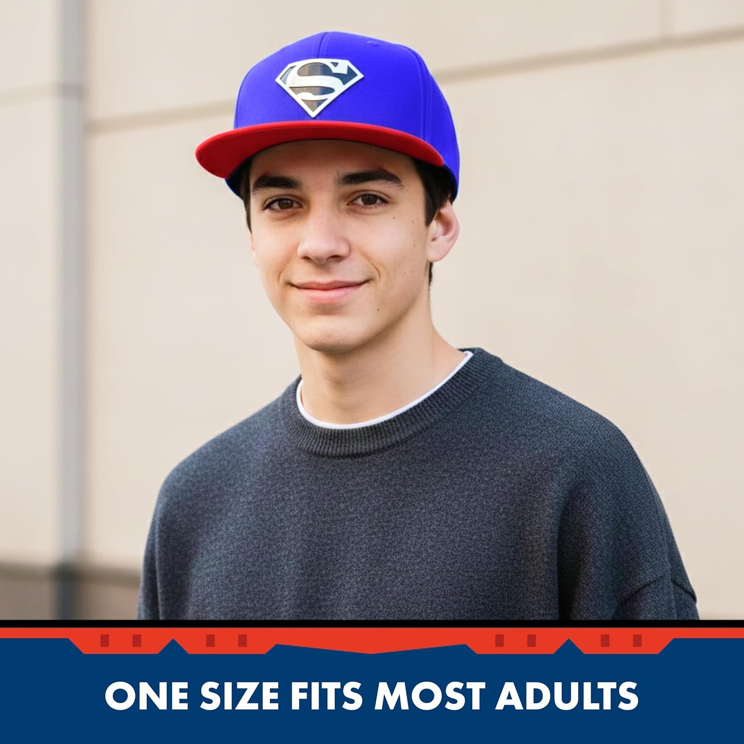 DC Comics Superman Baseball Cap, Adult Adjustable Snapback Hat with Flat Brim for Men and Women, Embroidered Shiny Logo, Navy, One Size - Image 5