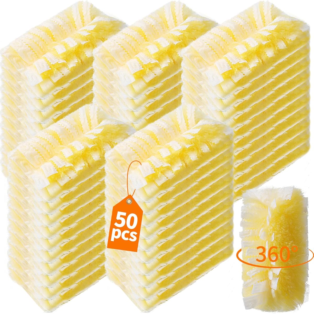 50 Count 360° Heavy Duty Duster Refills Compatible with Swiffer, Larger Size-Extra Thick Electrostatic Disposable dusters Refill for Electronics, Furniture, Blinds, Ceiling Fans, Unscented