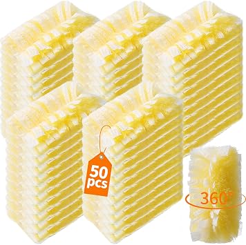 50 Count 360 Heavy Duty Duster Refills Compatible with Swiffer, Larger Size-Extra Thick Electrostatic Disposable dusters Refill for Electronics, Furniture, Blinds, Ceiling Fans, Unscented