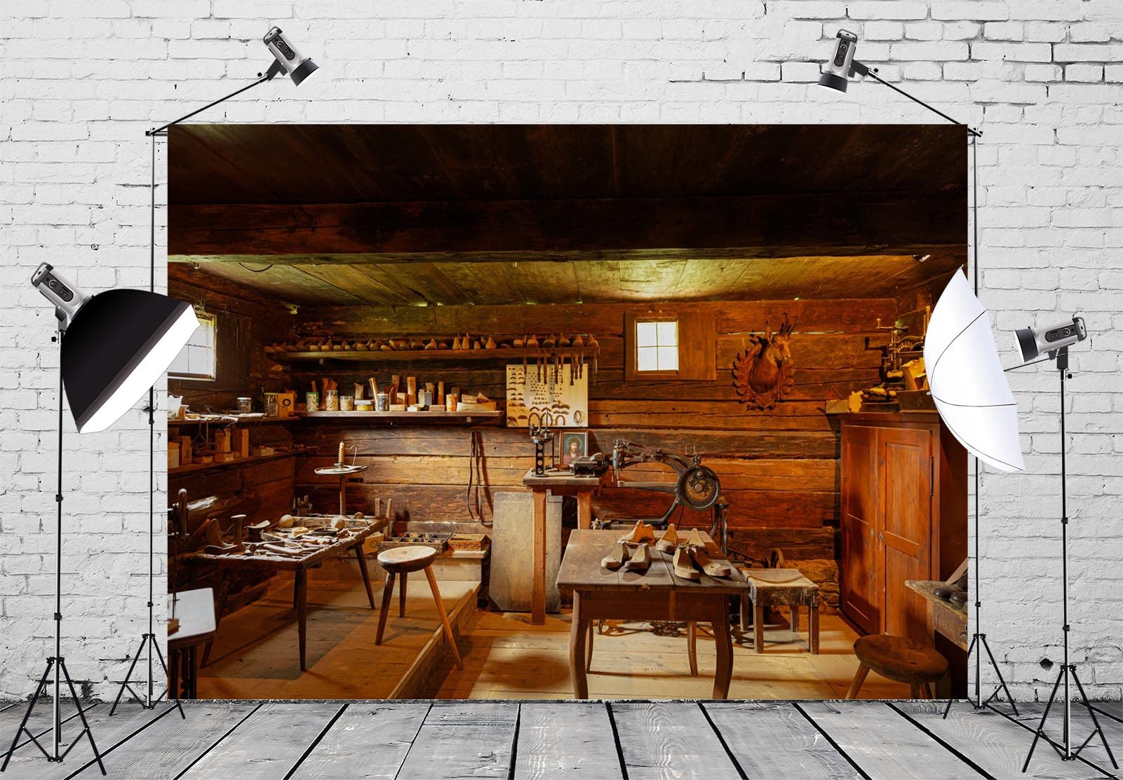 BELECO 3.6x2.5m Telo sfondo laboratorio calzolaio vintage | Attrezzi cuoio antichi sfondo retrò medioevo tema western ritratto studio fotografico