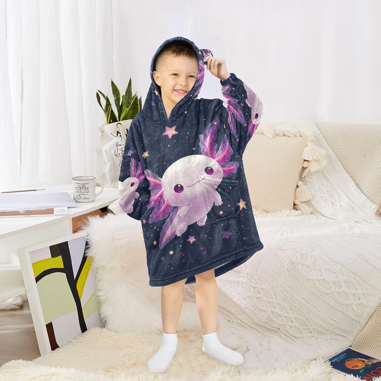 Wearable Blanket Hoodie for Kids 3-14YR Flannel Wearable Blankets Sweatshirt - Image 5