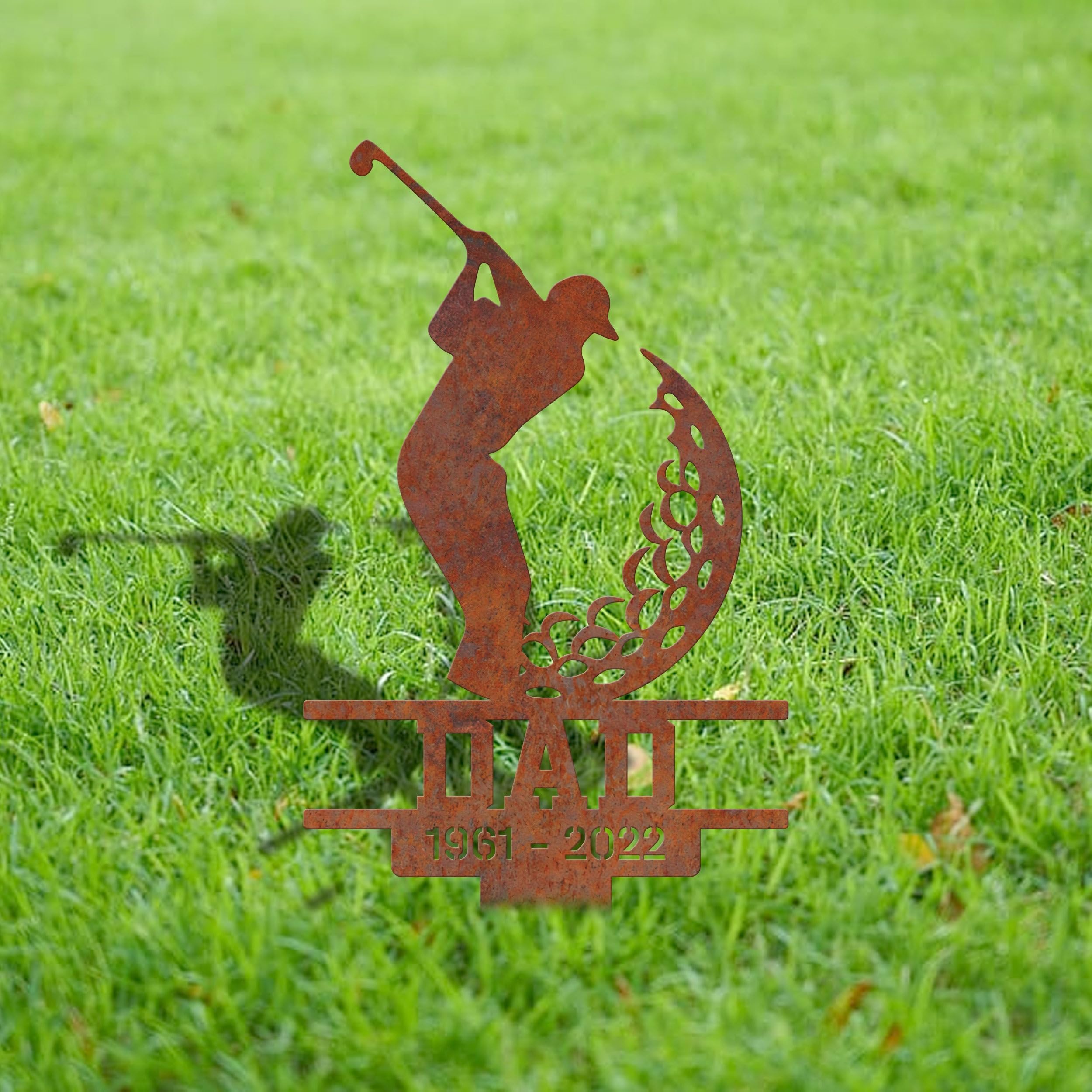 Custom Golf Memorial Metal Stake Golfer Loss Sympathy Gifts Grave Plaques Remembrance Stake Memorial Plaque Garden Decor Outdoor Memorial Gift Lawn Ornaments Garden Decor