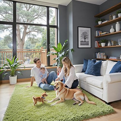 Miniatura 25 de Tapetes para sala de 6 x 9, tapetes de pelo largo grandes y suaves, tapete de área afelpado para dormitorio, decoración estética del hogar para Gris