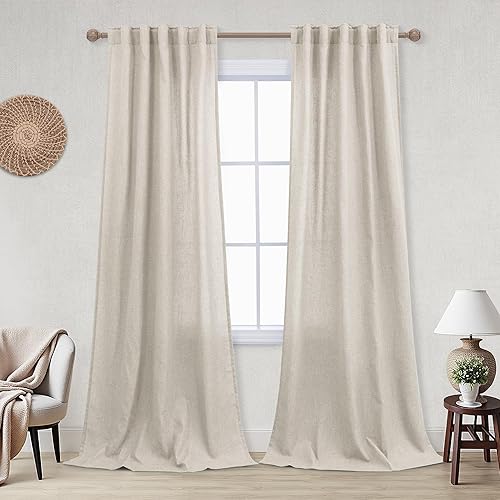 Miniatura 13 de KOUFALL Cortinas transparentes de lino de 90 pulgadas, cortinas para Sala Modernas 2025 De Lino Elegantes, cortinas personalizadas con pestaña