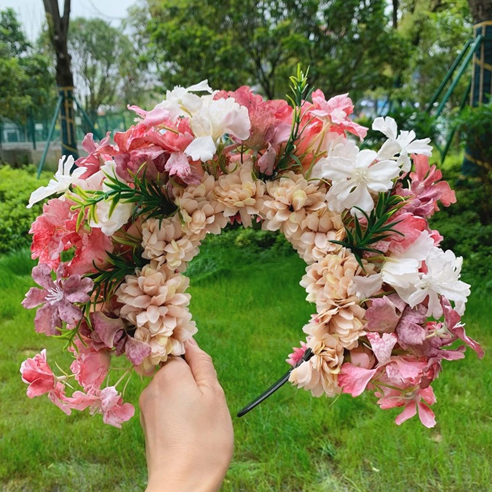 Ethnisches Braut-Stirnband, Haarkranz, Blumenkrone, Hochzeit, Blume, Stirnband, Strandhaarband für Damen, Accessoire