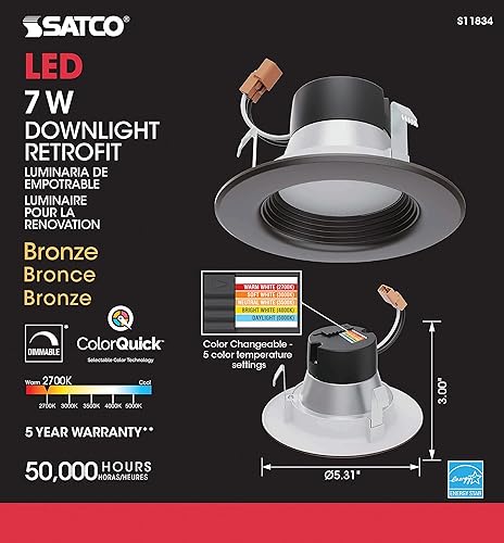 Miniatura 2 de Satco Bombilla S11834, 4 pulgadas, latón antiguo