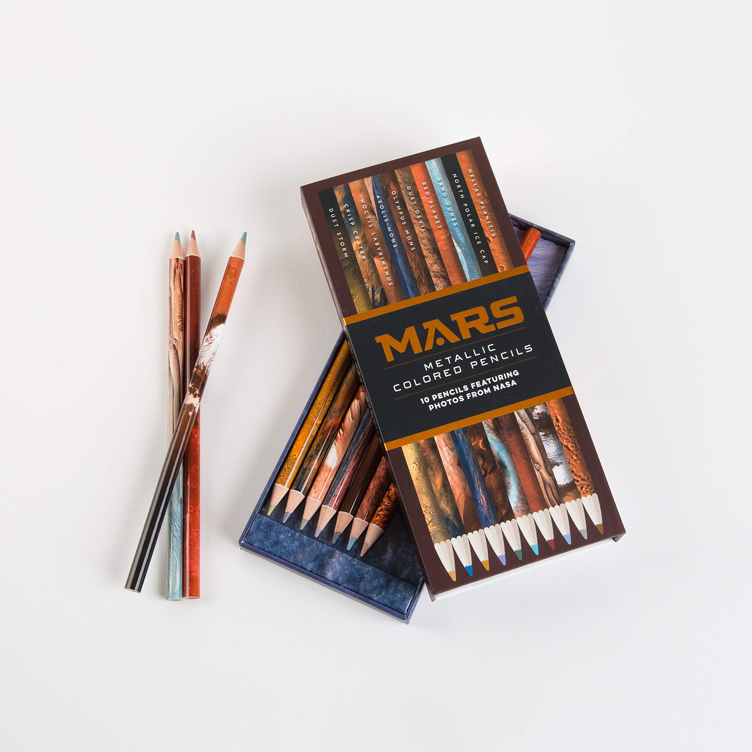 Mars Metallic Colored Pencils: 10 pencils featuring photos from NASA (10 Shiny Multicolor Pencils; Coloring Pencils with NASA Space Theme) (NASA x Chronicle Books) - Image 6