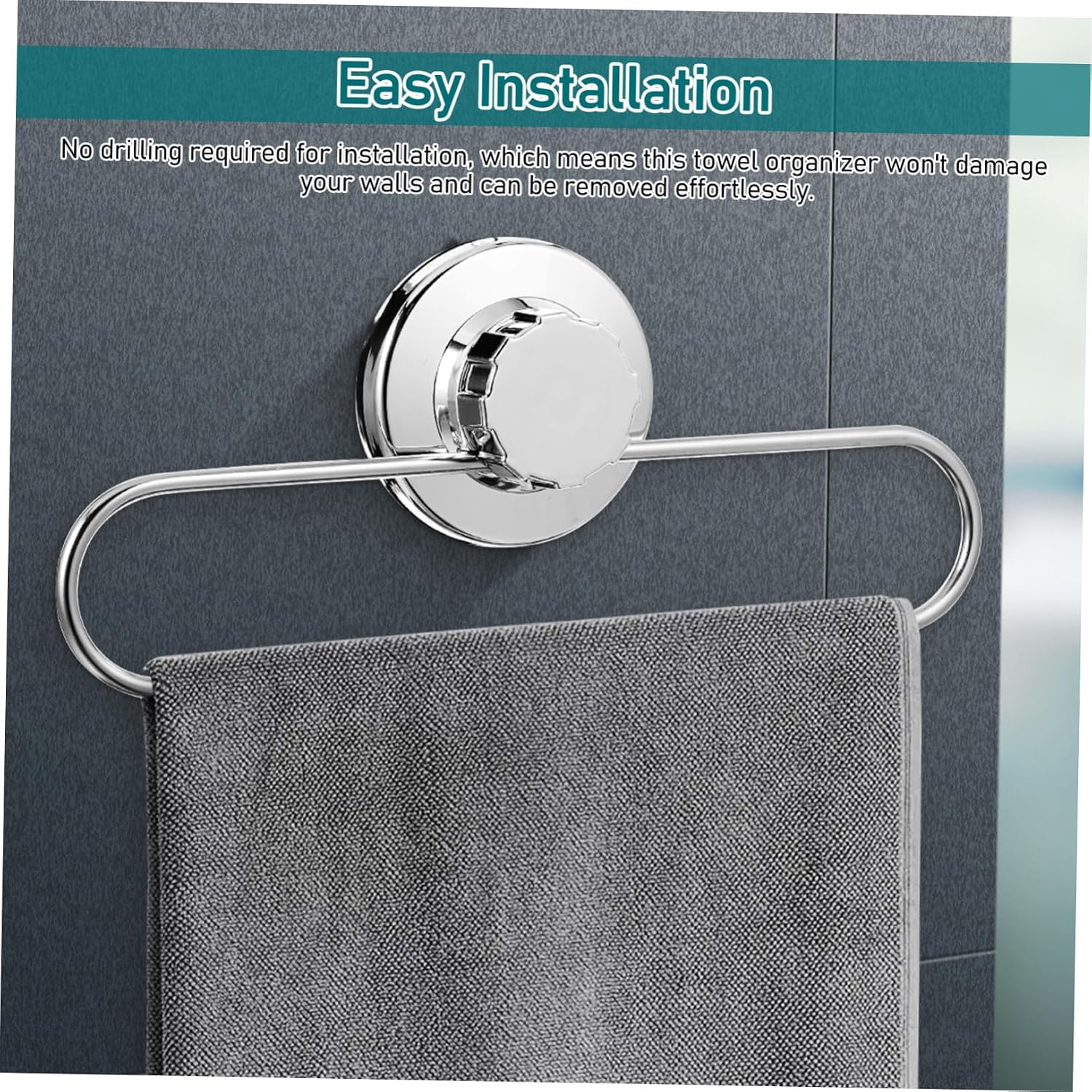 Suction Cup Towel Rack Towel Holder Towel Storage Suction Cup Hand Holder Dishcloth Rack Suction Towel Dispenser Suction Towel Bars Heavy Duty Towel Rack Stainless Steel Silver