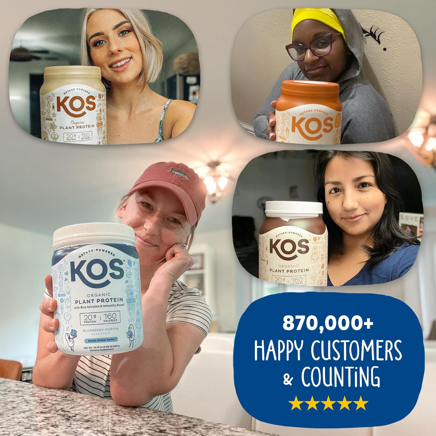 KOS Plant Based Protein Powder, Blueberry Muffin - Organic Pea Protein Superfood with Spirulina and Immune Support Blend. Soy, Gluten, Dairy Free - Vegan Meal Replacement for Women & Men - 15 Servings - Image 6