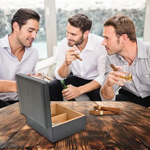 Miniatura 6 de Mantello Cigars Case Humidors - Humidor de cigarros con humidificador, bandeja de cedro español, divisor e higrómetro, regalos para hombres,