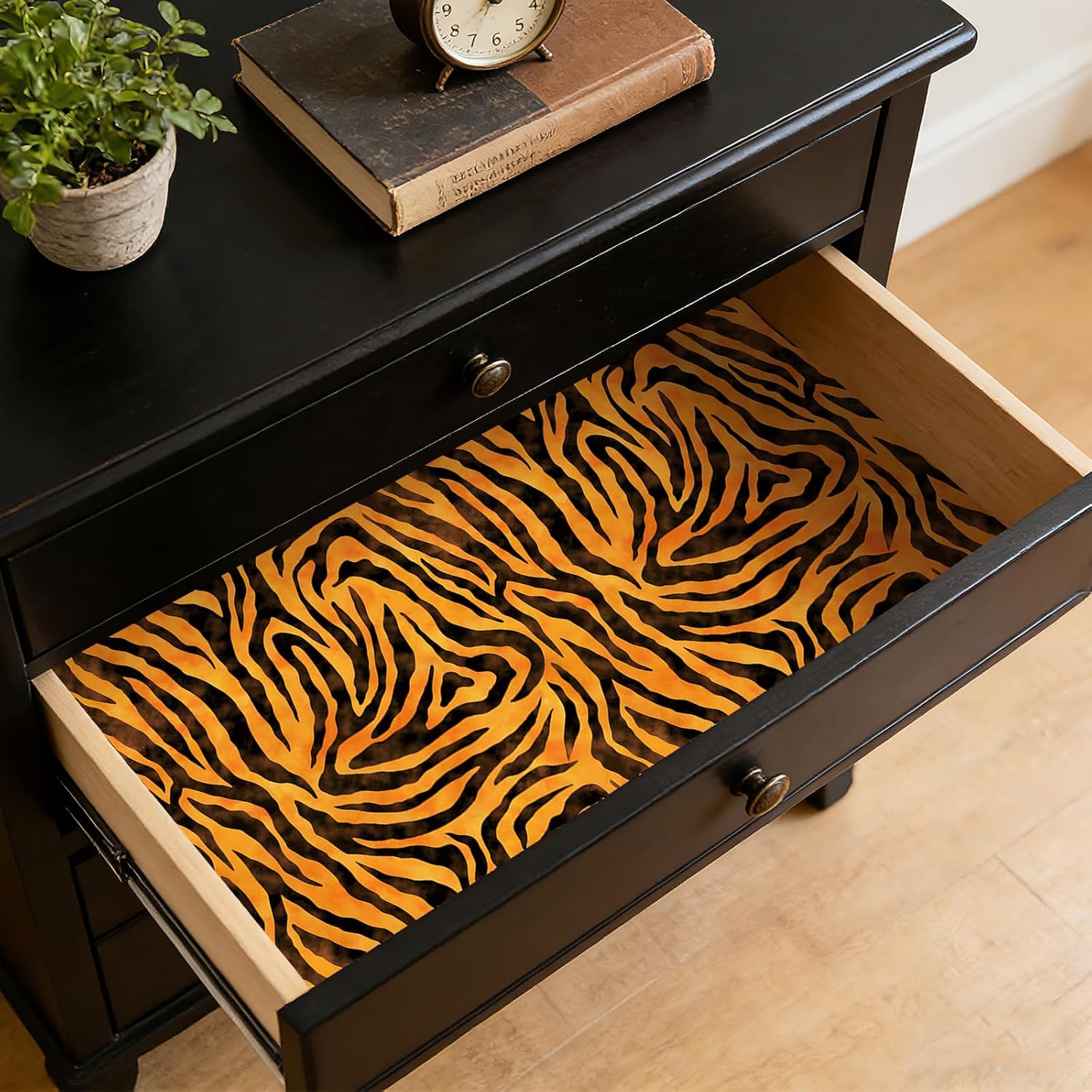 17.5x393" Tiger Peel and Stick Wallpaper Bold Funky Abstract Wallpaper for Bathroom Renter Friently Decorative Contact Paper for Cabinets Funky Bright Animal Print Cool Fun Large Fur Skin