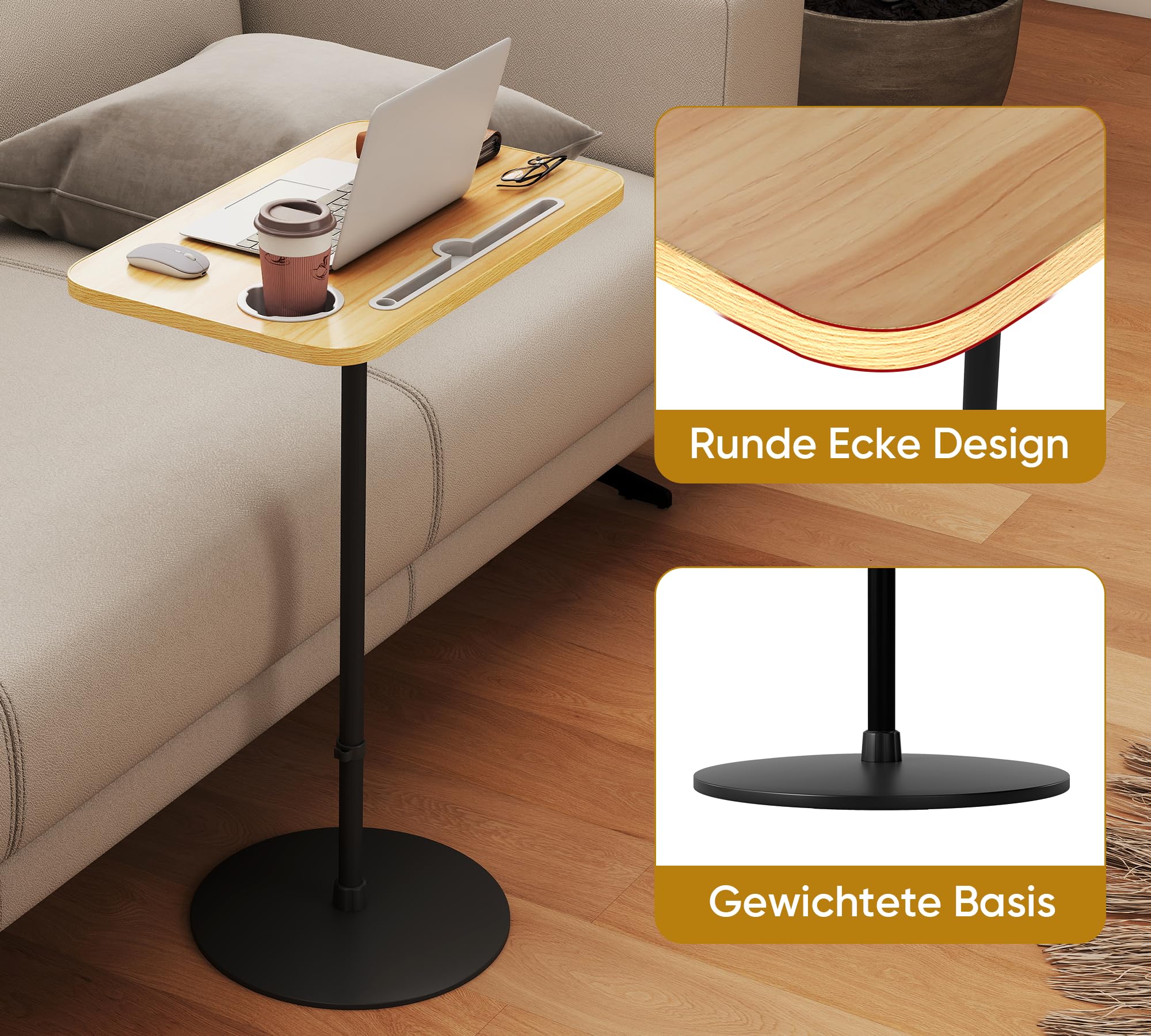 bimiti Stehpult Höhenverstellbarer, 70-135 cm Adjustable Standing Desk mit Kartenschlitze und Becherhalter, 18,7in×11,6in Laptoptisch Höhenverstellbar für Laptop, Projektor Büro Studie Arbeit