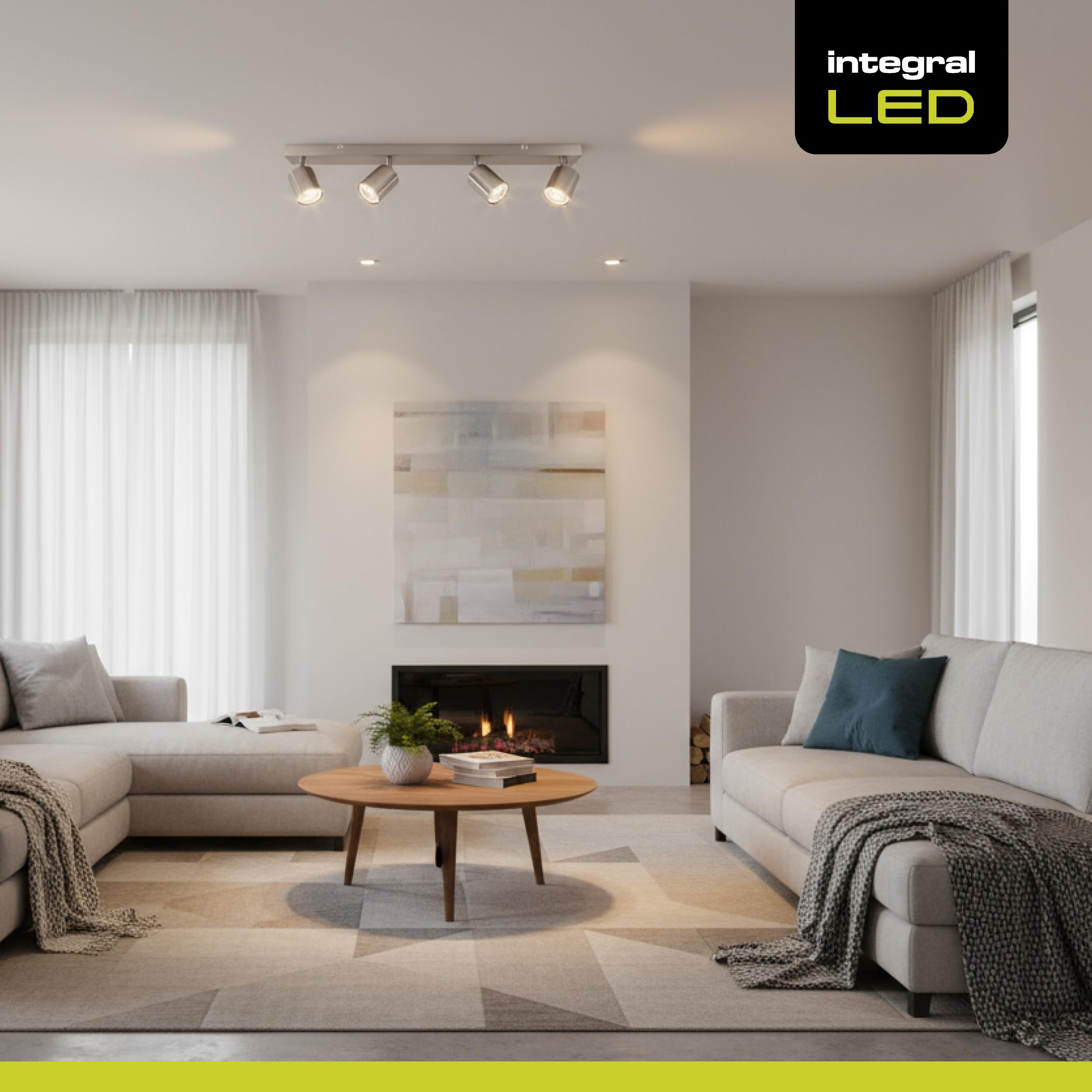 Integral LED Rampe LED Siena 4 spots GU10 | Éclairage intérieur pour montage au plafond | Têtes orientables et rotatives | Idéal pour salon, chambre, cuisine et salle à manger - Nickel satiné