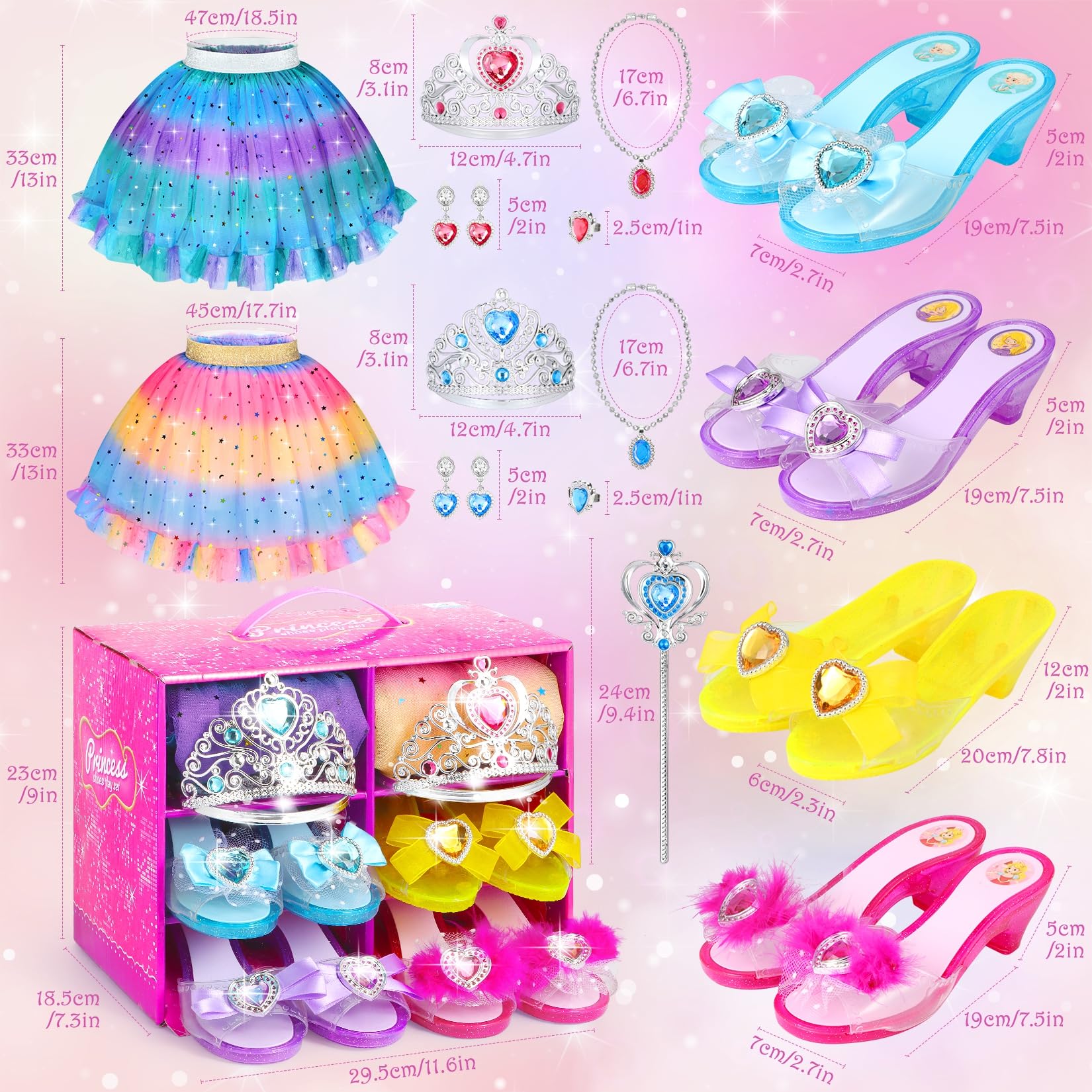 Amazon.com: Princess Dress Up Shoes Set for Girls 4-6, Girls Role Play Dress Up Clothes Toys Toddler Princess Jewelry Boutique Kit Gift Aged 3-6 Years Old Include Skirts, 4 Pairs of Shoes