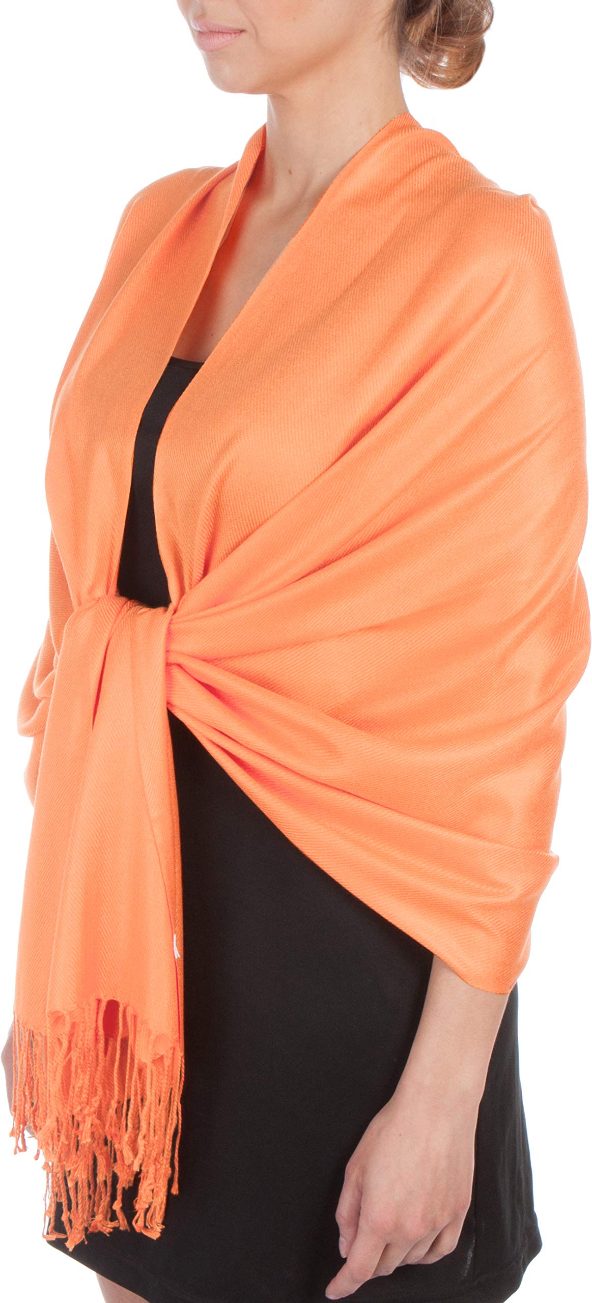 Sakkas Women's Peach Large Soft Silky Pashmina Shawl Wrap Scarf In Solid Colors