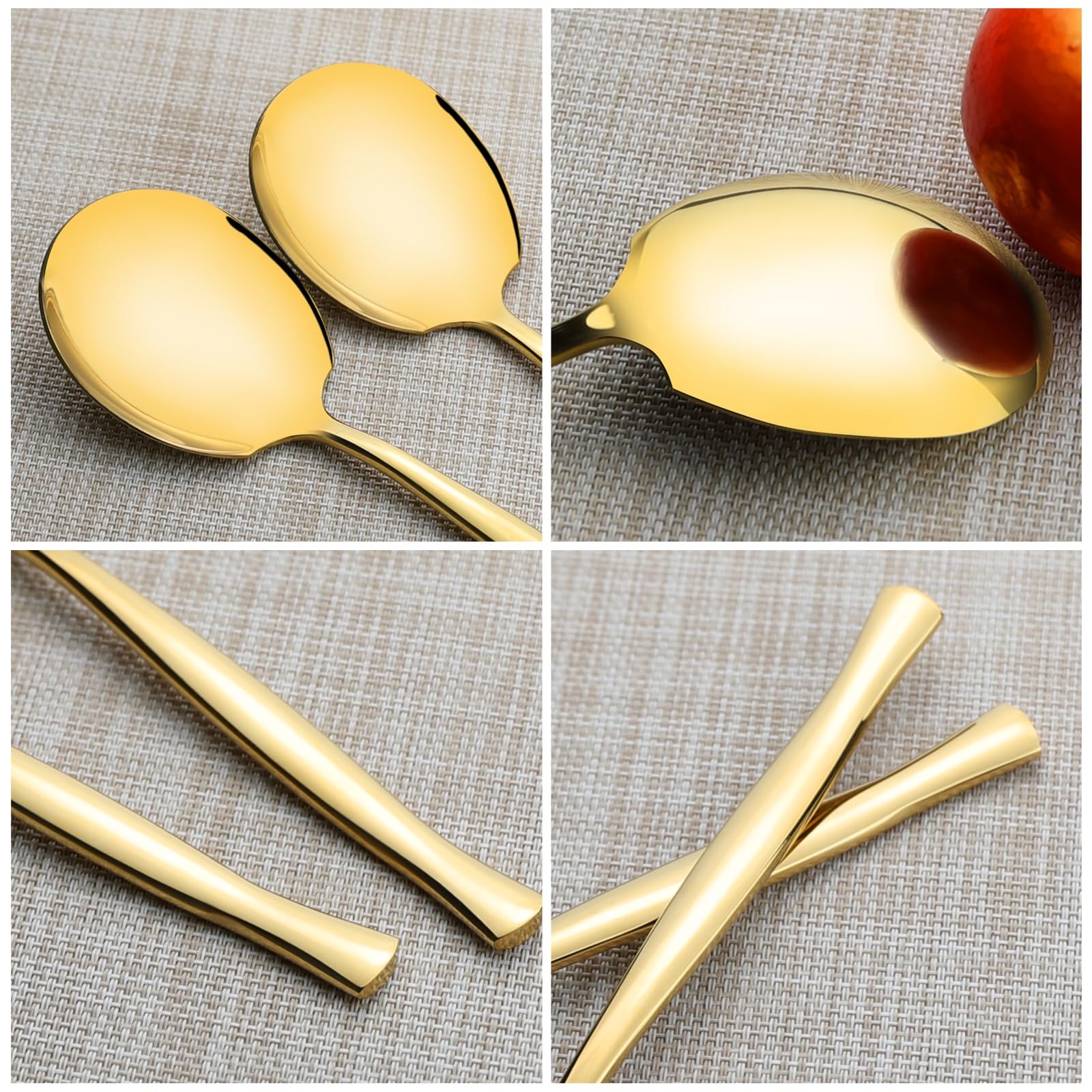8 cucharas de servir de acero inoxidable dorado, cucharas grandes para servir buffet