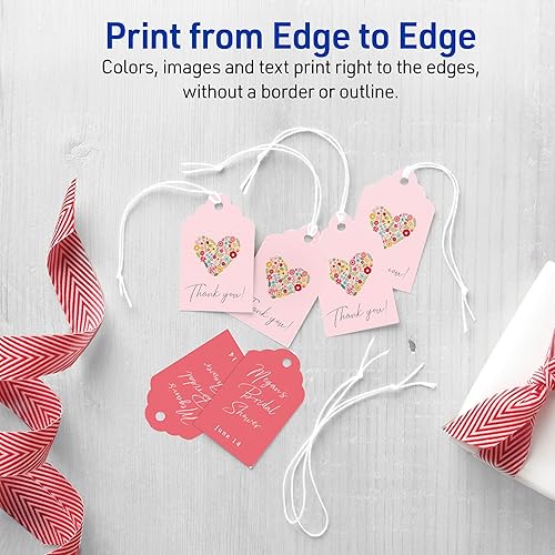 Miniatura 4 de Avery Printable etiquetas con cuerdas, diseño festoneado, 2 x 1.25 pulgadas, pack de 180 (22848), Blanco