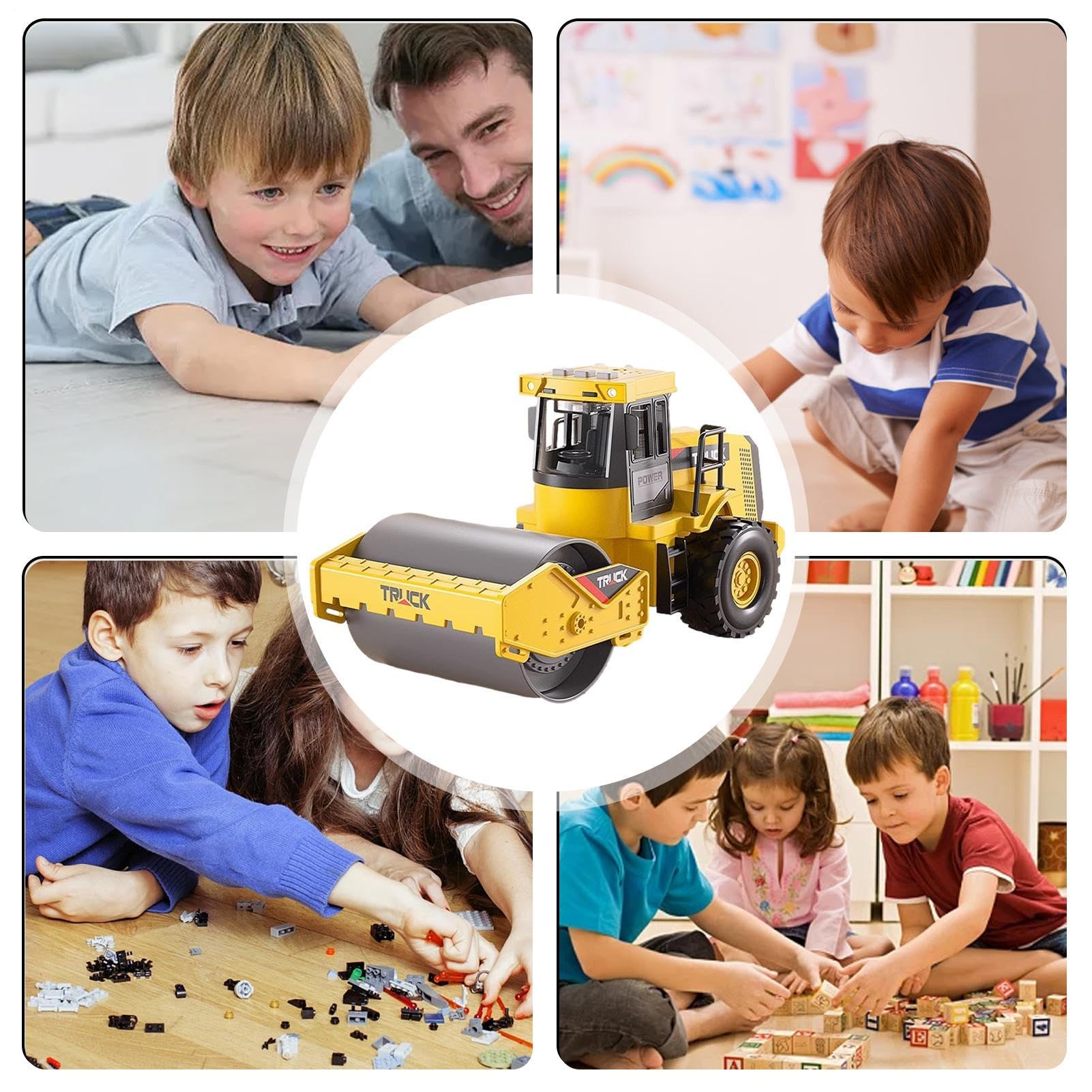 Jouet à roulettes - Rouleau à vapeur | Jouet rouleau compresseur – Chantier de construction de simulation de véhicule de 12 pouces pour garçons et filles, construction en métal durable, parfait comme