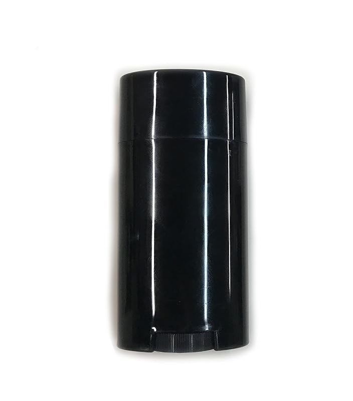 Tubo oval vazio para desodorante DIY com mecanismo twist-up, plástico PP reciclável, preenchimento superior, pacote com 12 unidades, preto
