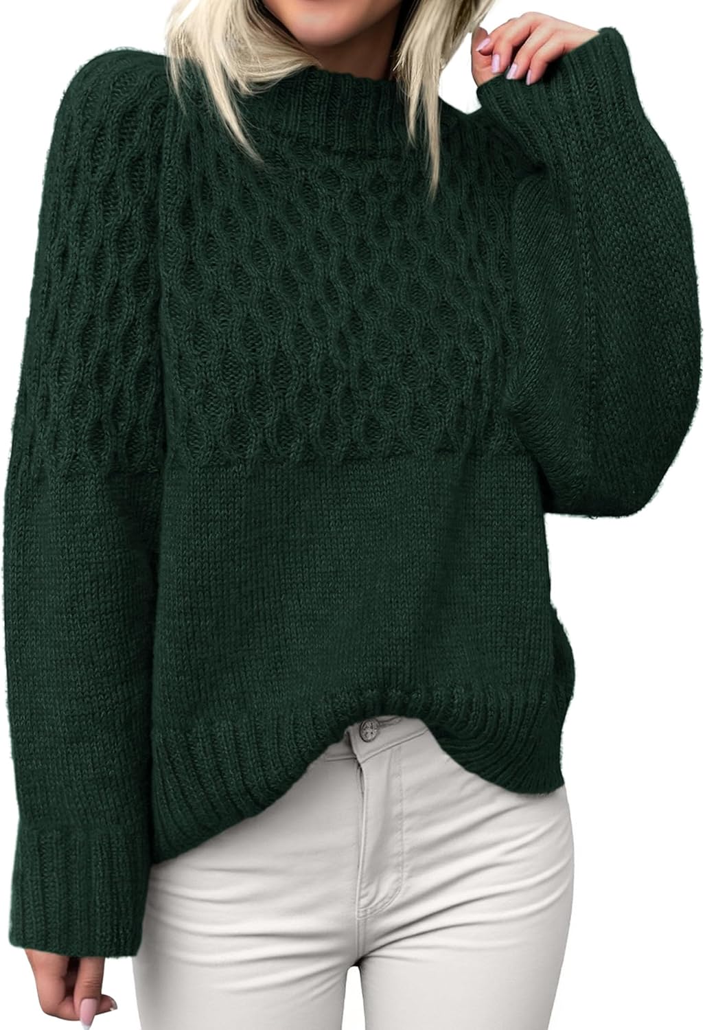 PRETTYGARDEN Oversized Sweaters for Women 2025 Fall Cute Cable Knit Long Sleeve Crewneck Chunky Pullover Tops Winter Clothing