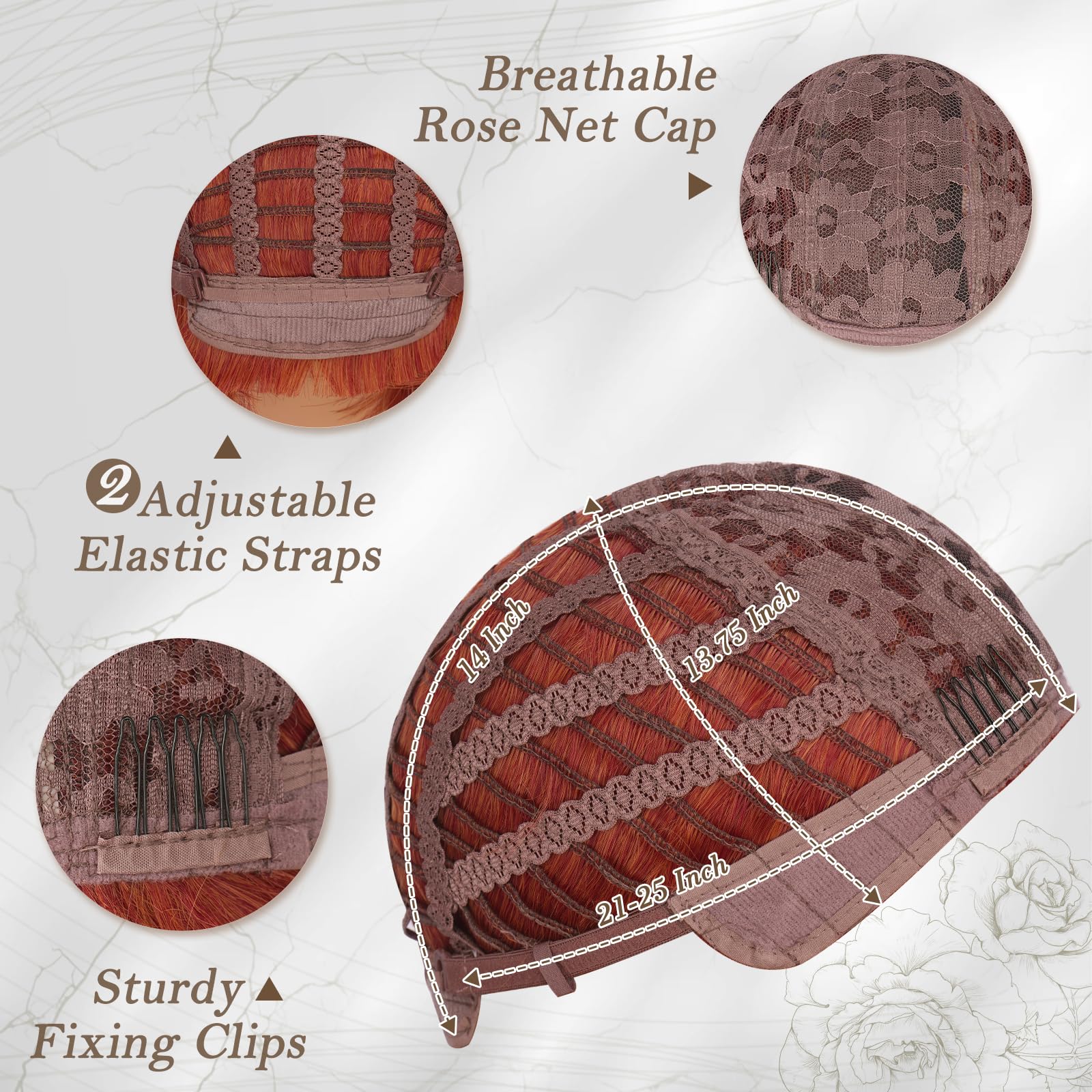BARSDAR Courte Cuivré Bob Perruque avec Franges, Courte Bob Auburn Perruque avec Franges pour Femmes 30cm Chic Longueur Synthétiques Perruques D'aspect Naturel Fêtes Halloween Bobs Perruques