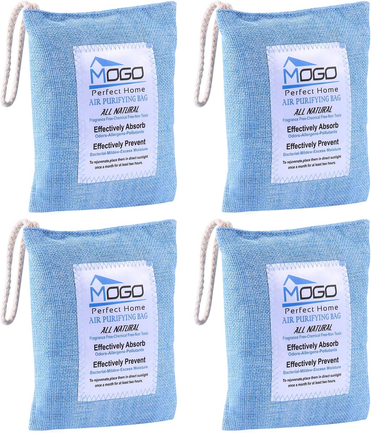 Charcoal Air Purifying Bag, Activated Charcoal Odor Absorber, Breathe Green Charcoal Bags for Odors, Home, Cars, Shoes, Closets, Pets, Nature Fresh Air Purifier Bags 200G Great Value 4Pack