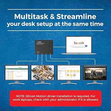 OREI SplitExtend HDMI Splitter Extended Display for Quad Monitor - Laptop Multiple Monitor Adapter with 4 Displays - USB-C to HDMI Adapter, 2X 4K@30Hz & 2X 1080p - Drivers Required - Windows/Mac