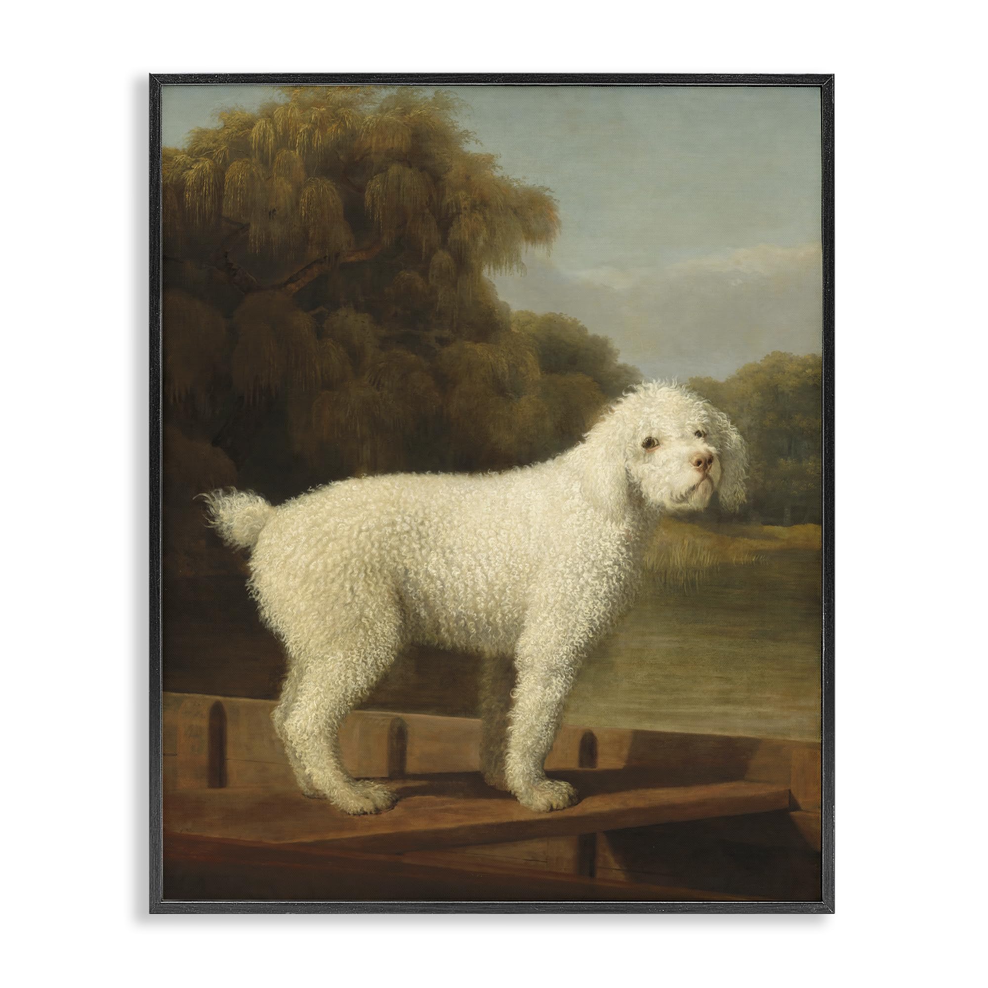 'White Poodle in a Punt'| Framed Giclee Art