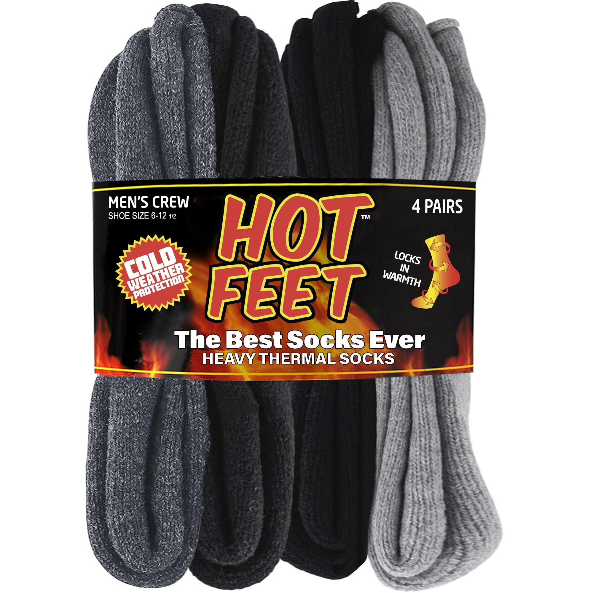 HOT FEET Thermal Socks for Men Cold Weather 2 4 Pack Thick Warm Socks Winter Insulated Stocking Stuffers