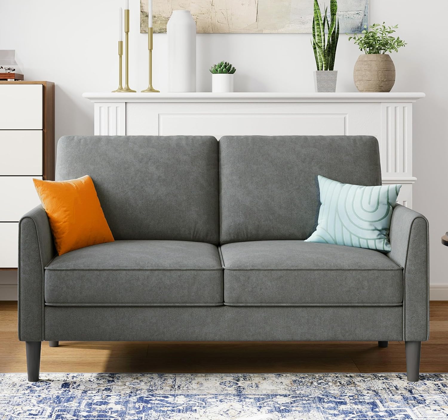 Amazon.com: LINSY Loveseat Sofa Couch - Comfy 58" Small Loveseat for ...