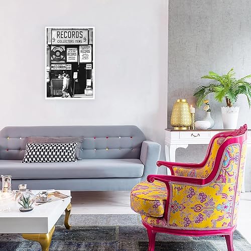 Miniatura 6 de Póster vintage de tienda de discos retro, fotografía en blanco y negro, arte de pared, tienda de música, pósteres de moda estética, lienzo impreso