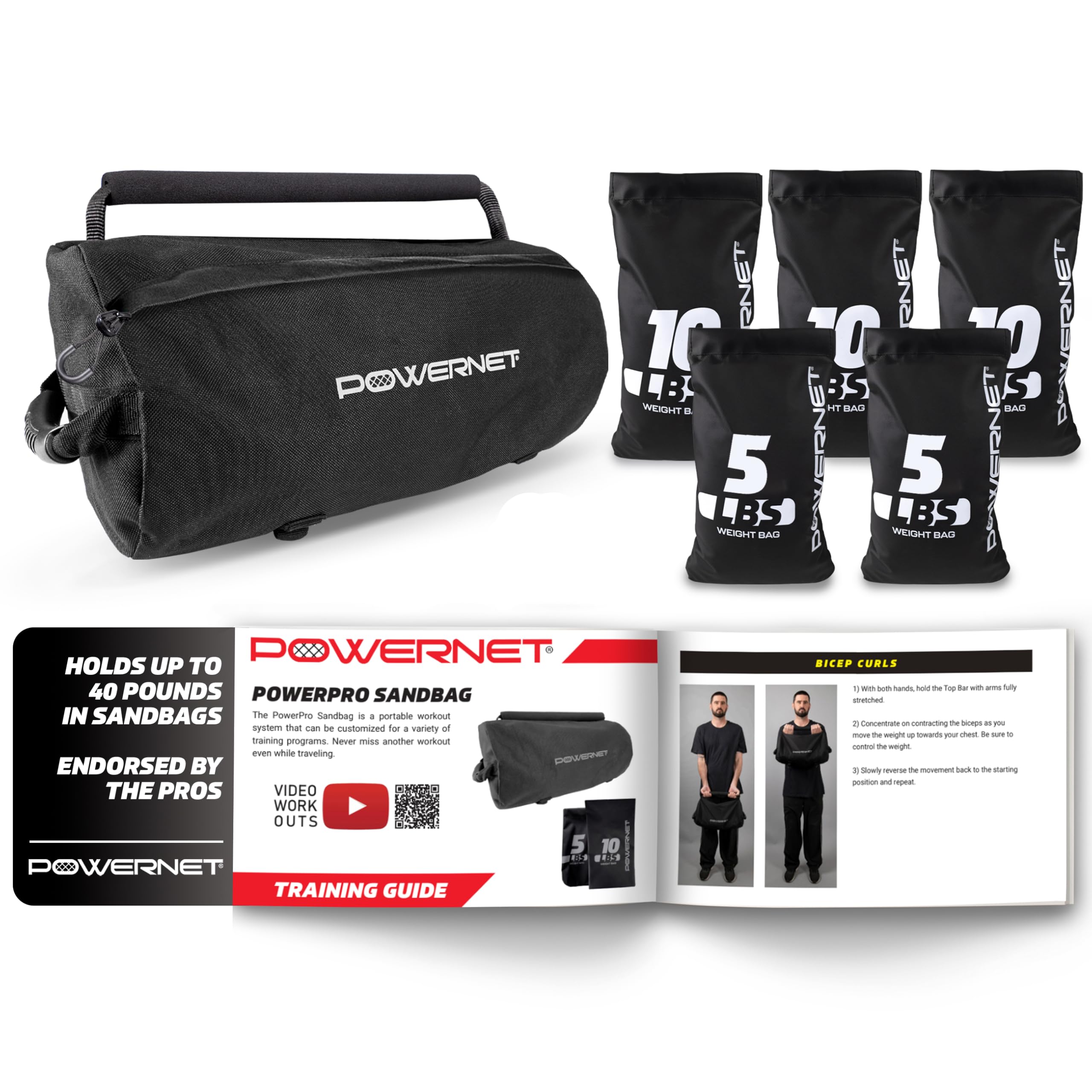 PowerNet Corbin Carroll PowerPro Sandbag | Heavy Duty Durable Workout Equipment | Strength Training and Fitness | Holds Up to 40 Pounds | Home Gym Exercise Equipment | Workout Guide Included-image-11