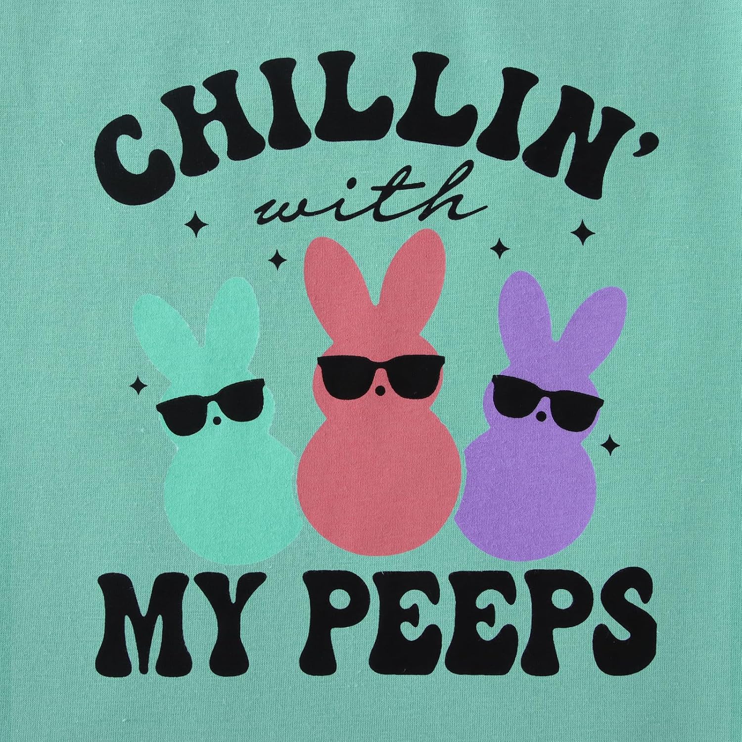 GLIGLITTR Boys Girls Easter Shirts Chillin' with My Peeps Bunny T-Shirt Short Sleeve Funny Rabbit Graphic Tee Tops 7-12 Years