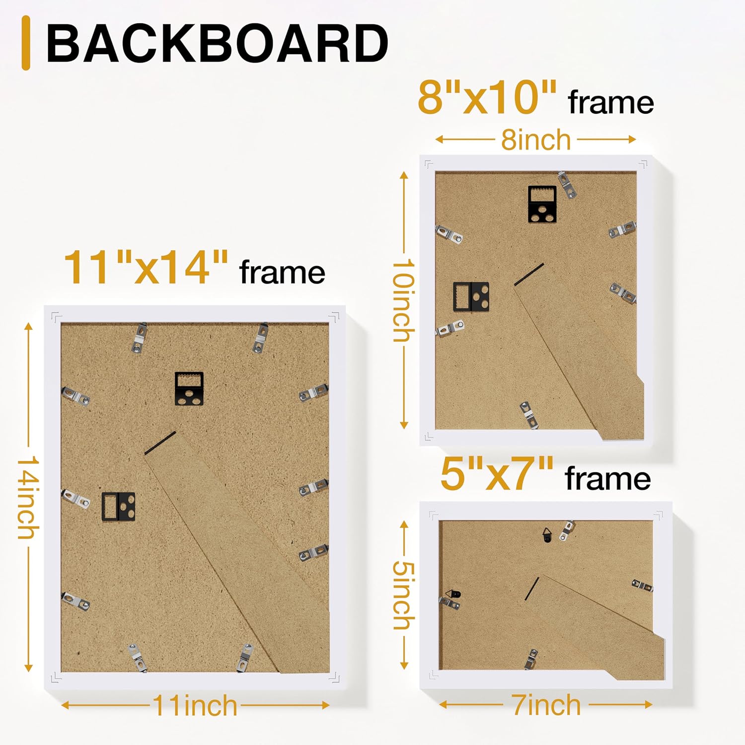 Vittanly 14 Pack Picture Frames Collage Wall Decor, Gallery Wall Frame Set with 2Pcs 11x14, 6Pcs 8x10 and 6Pcs 5x7 Photo Frames, Picture Frame Set for Wall Collage or Tabletop Display, White - Image 8