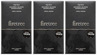Firetree Solomon Island Guadalcanal 100% Dark Chocolate 3 Pack - UK Chocolate - Premium, Craft, Artisanal, Direct-Trade, Single-Origin, Bean-to-bar - Vegan, Keto, Paleo, Kosher, Halal, Soy-Free, Gluten-Free, Dairy-Free, Nut-Free - Bundle