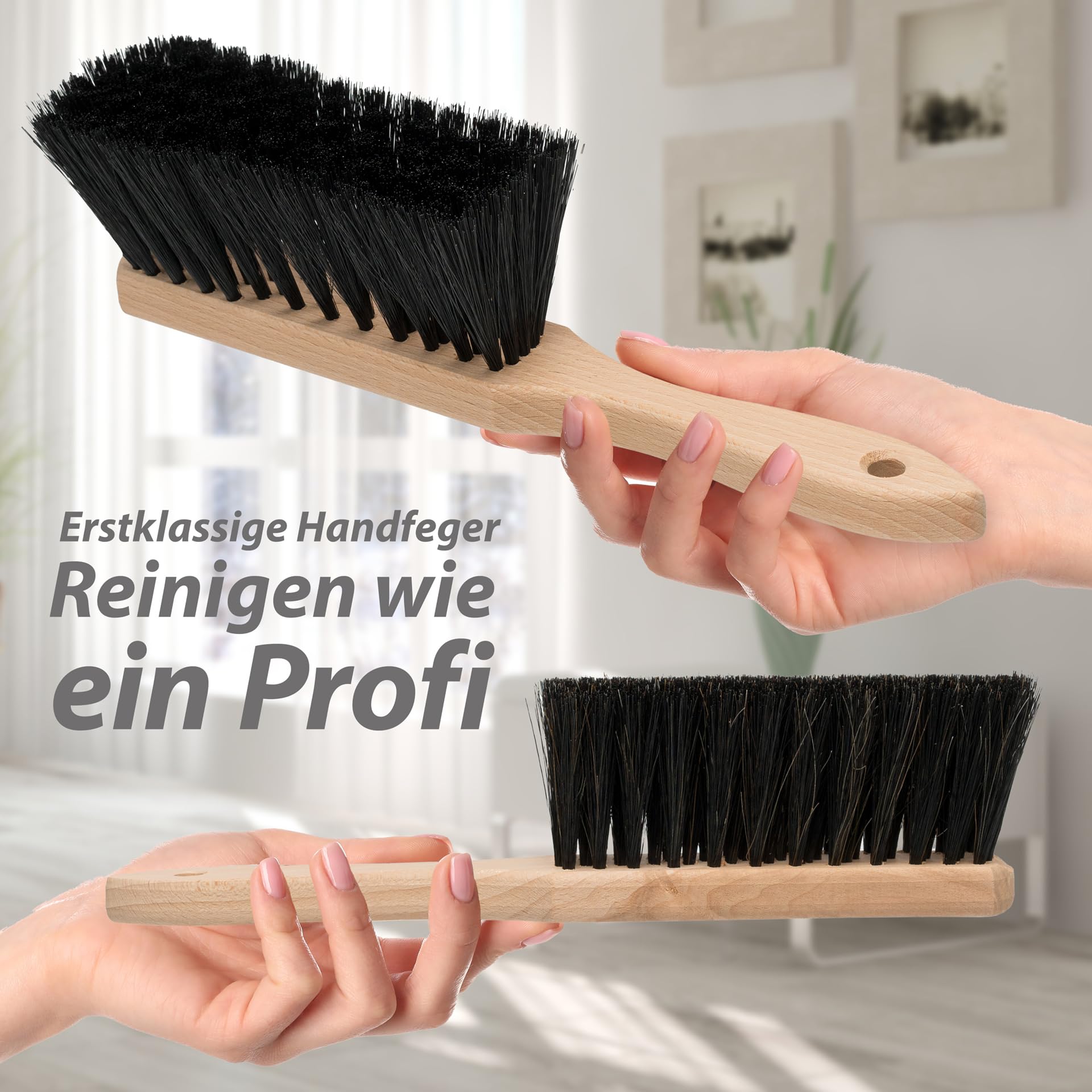 Hausfelder Set di 2 scopini a mano, scopini a mano con setole morbide e medio-morbide